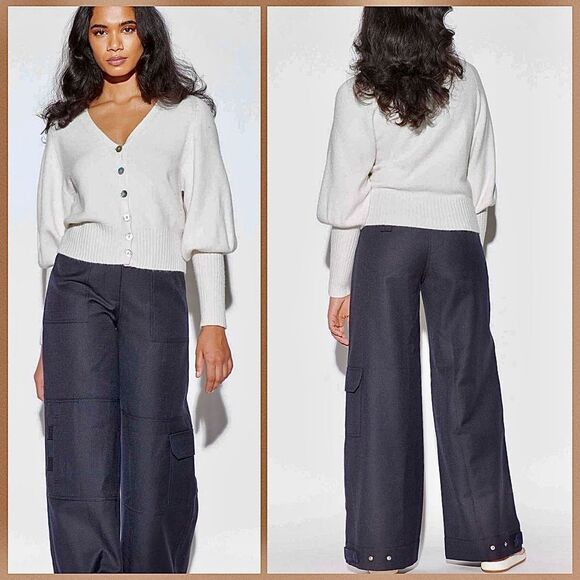 Apparis Italy Stacey Button Up Cardigan Wide Sleeve vegan cashmere Camel Brown - Picture 4 of 16